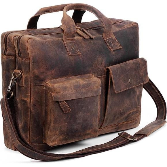 Leather briefcase 18 Inch Laptop Messenger Bags for Men and Women